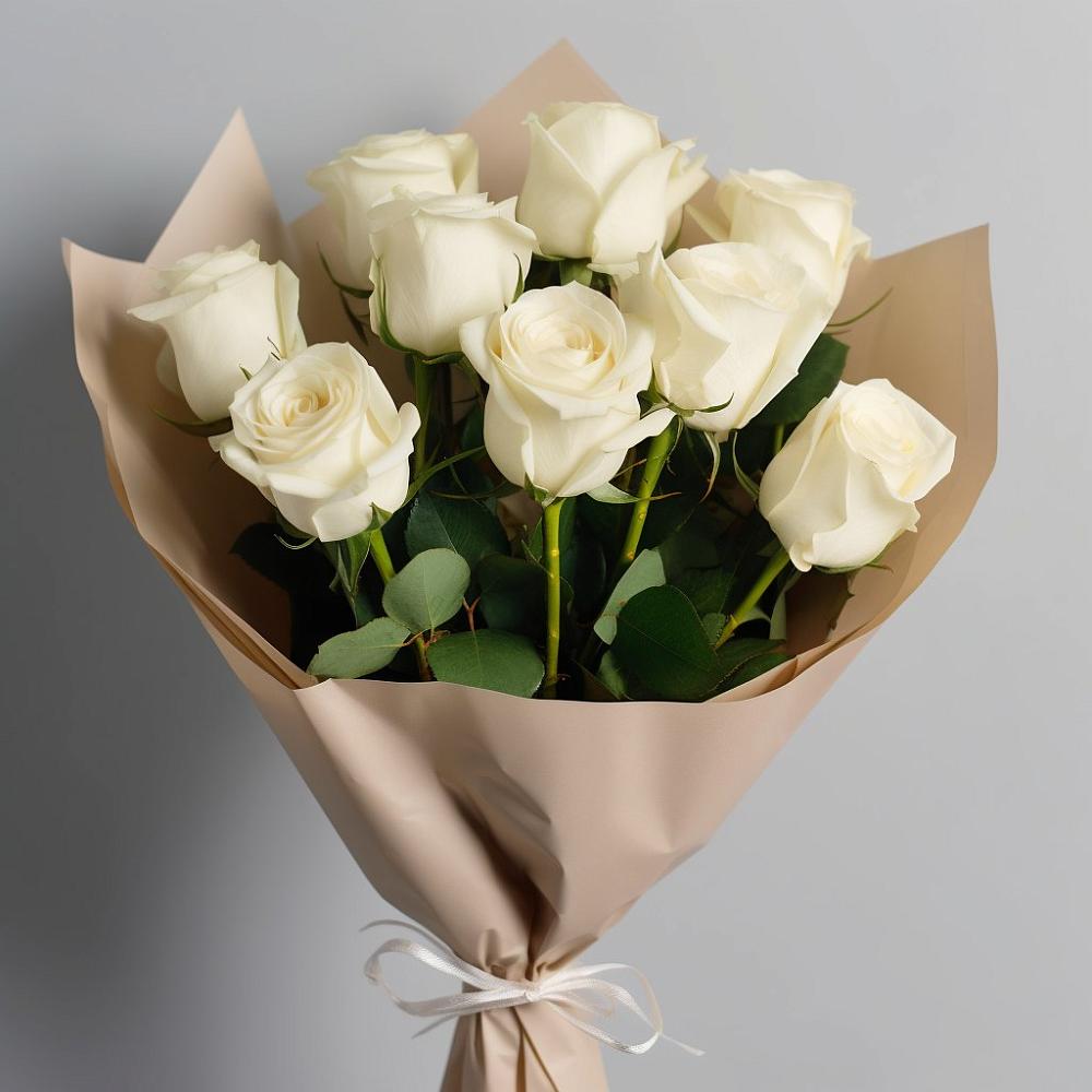 Букет 9 Белых роз Эдлесс Лав в Гидроузел