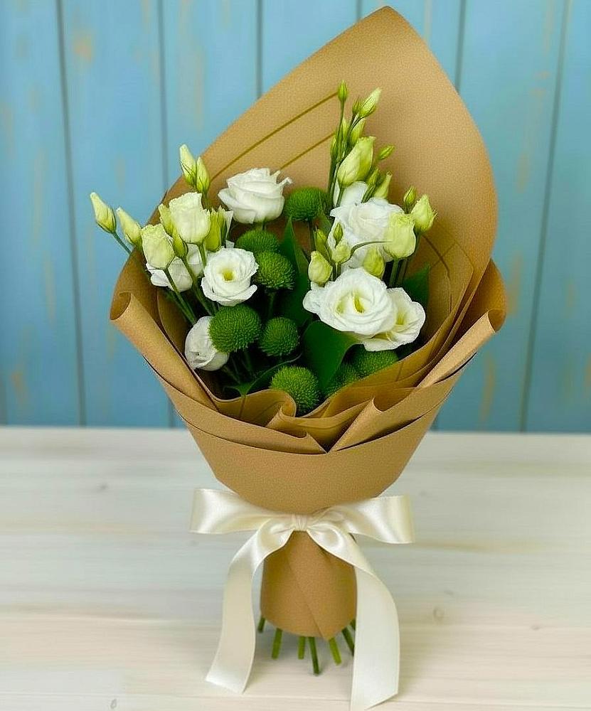 Букет цветов из: Хризантемы и Лизиантусы в Гидроузел