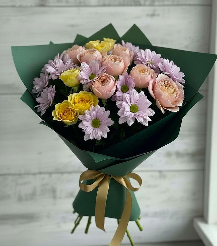 Букет цветов из: Хризантемы и Розы в Гидроузел